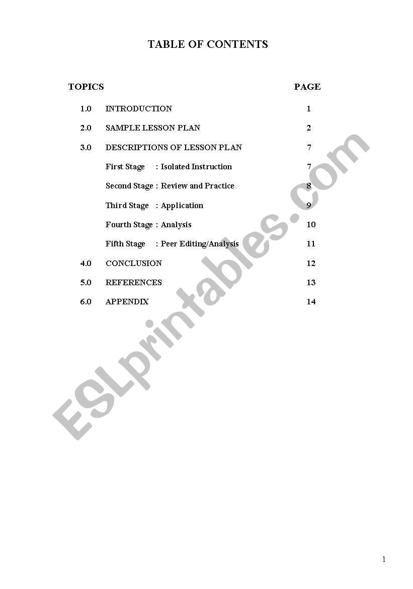 Sample lesson plan using Berger´s Approach