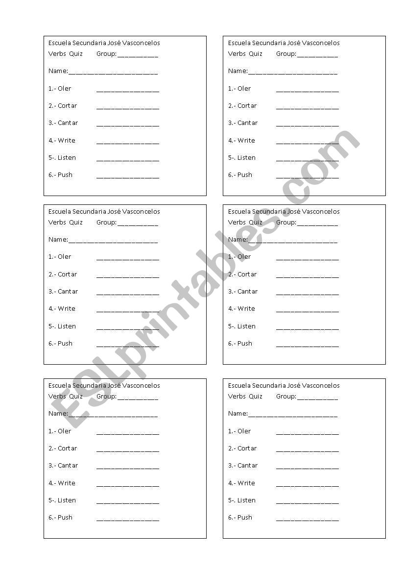 Verbs worksheet