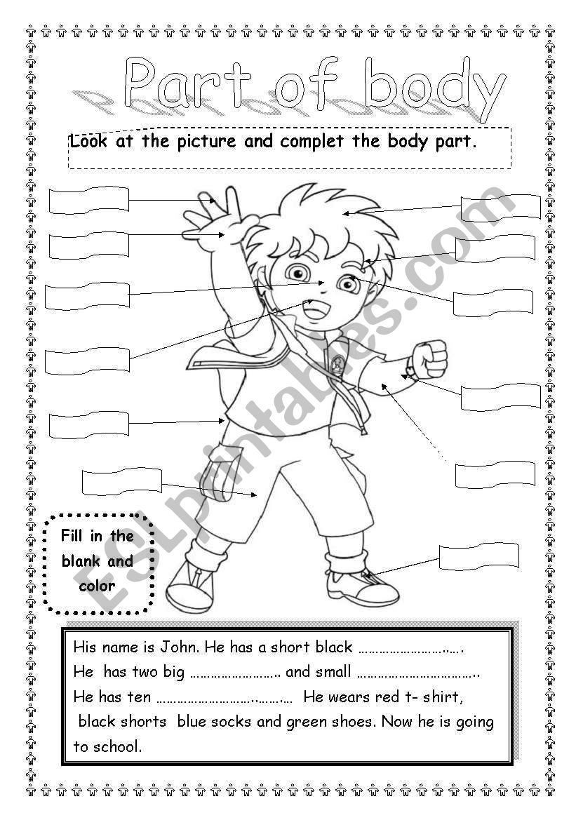 Part of body worksheet