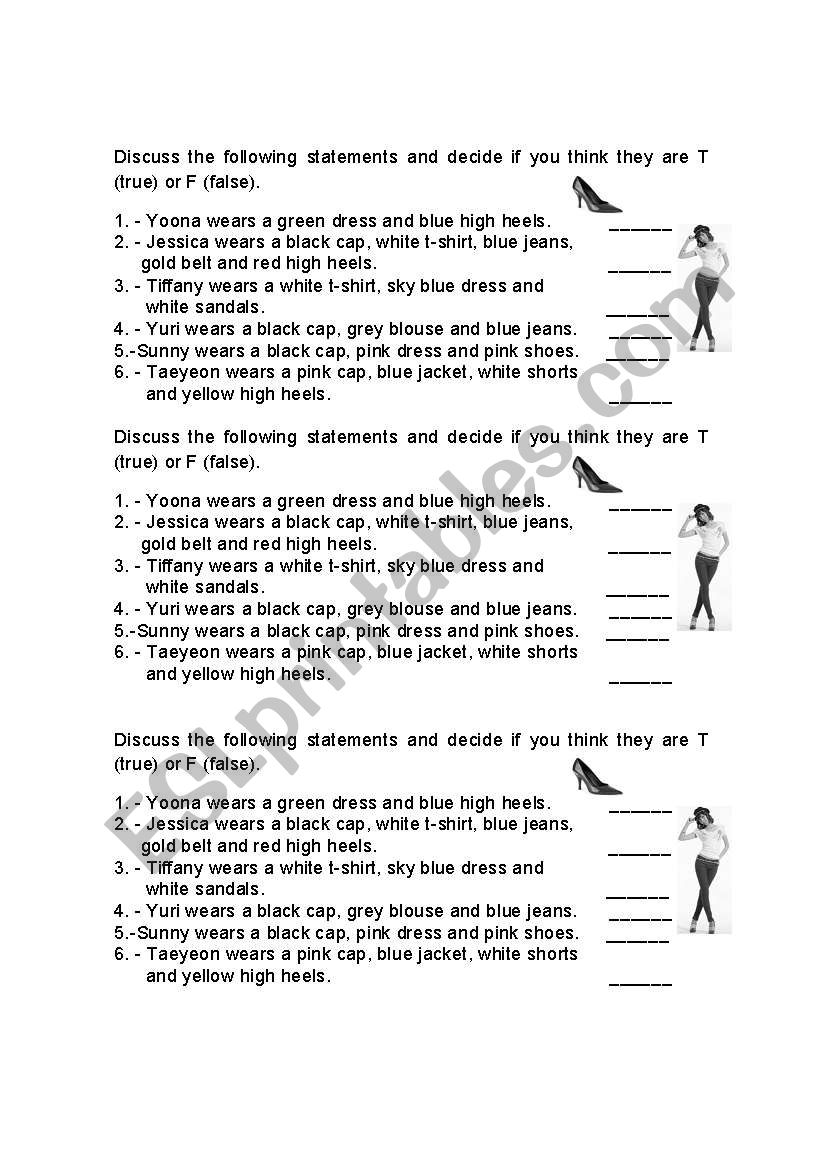 clothes worksheet