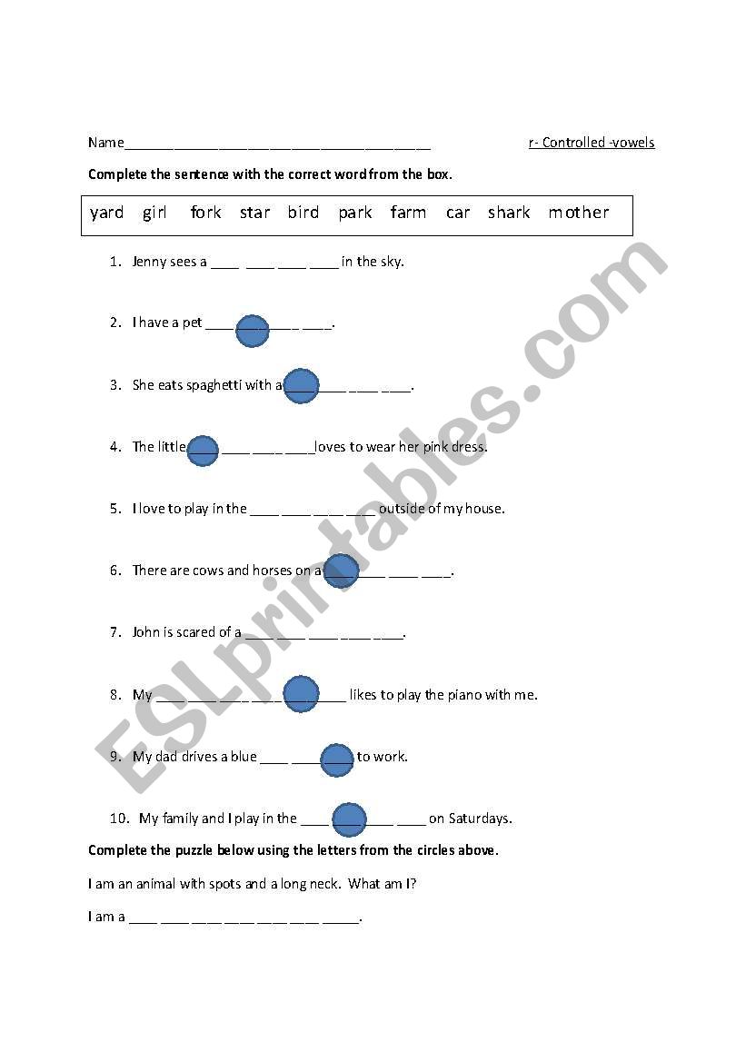 controlled r worksheet worksheet