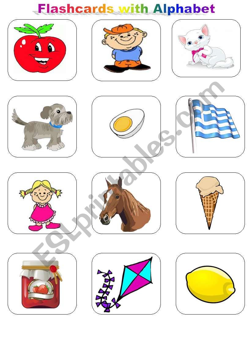 Flashcards with Alphabet worksheet