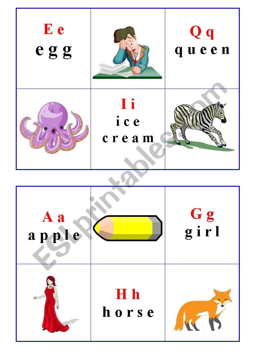 Bingo Alphabet cards worksheet