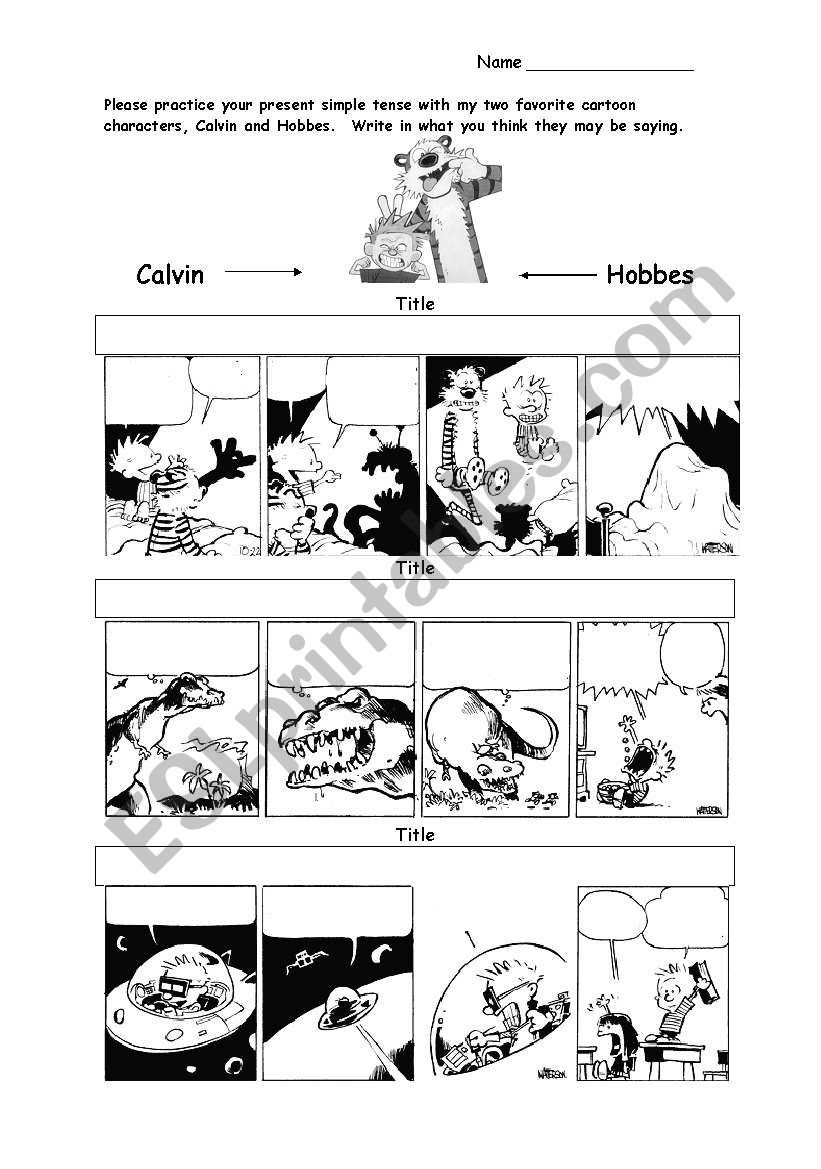 Present simple cartoon worksheet