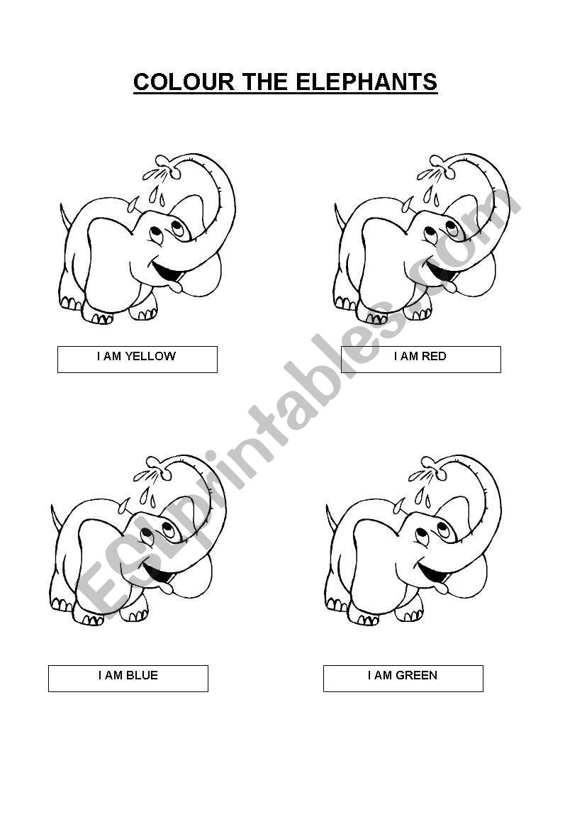 Colour the elephants worksheet