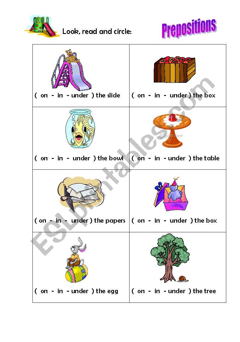 Prepositions worksheet