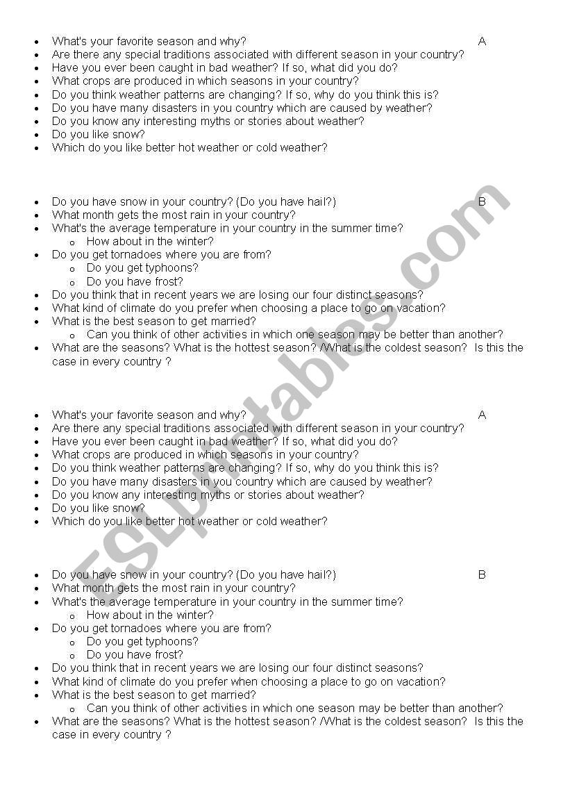 discussion questions on weather