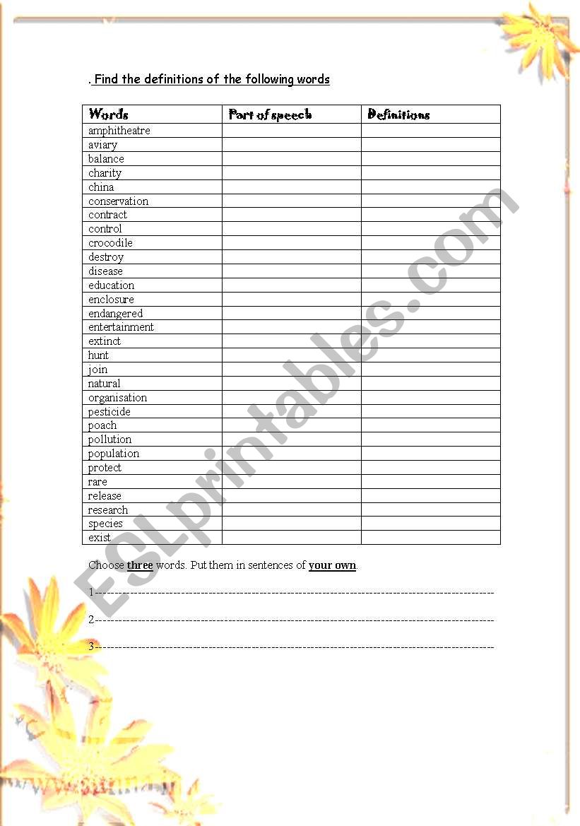 Vocabulary & Grammar worksheet