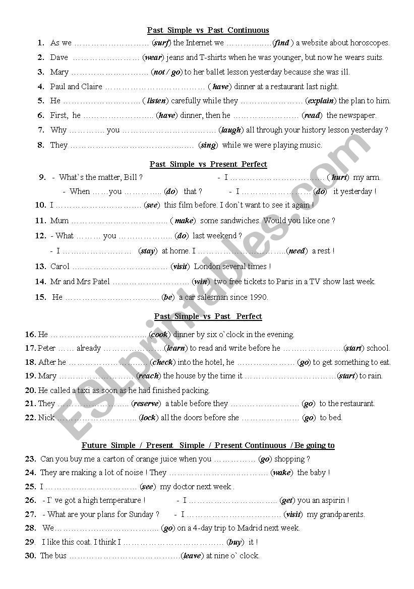 PAST SIMPLE - PAST CONTINUOUS worksheet