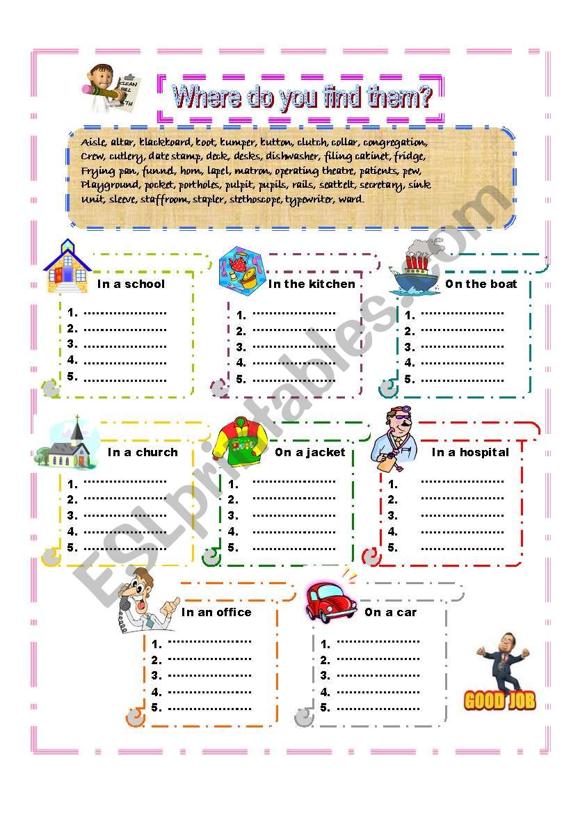 Where do you find them? worksheet