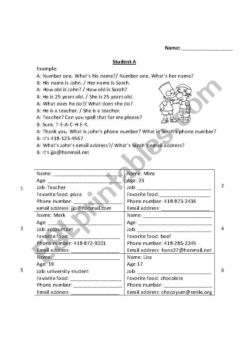 Conversation game worksheet