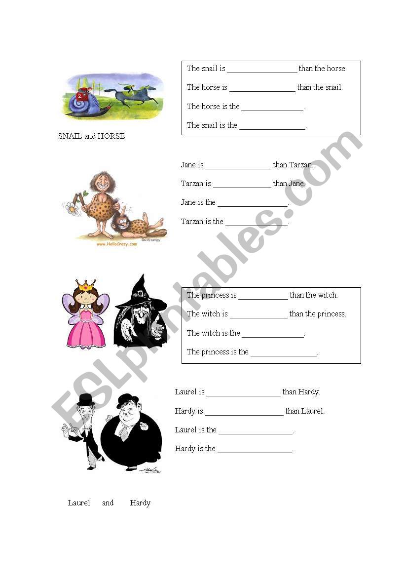 Comparatives worksheet worksheet