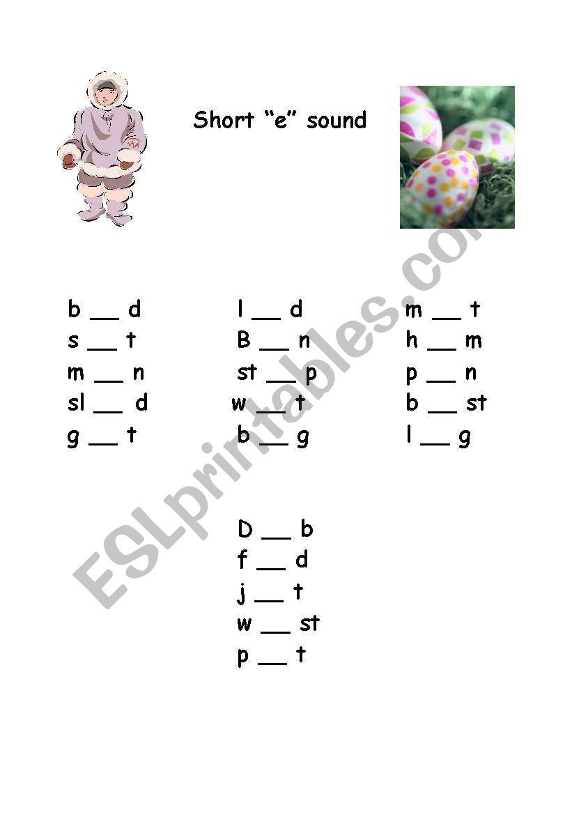 Short E Review worksheet