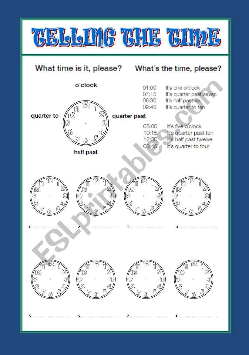 TELLING THE TIME worksheet