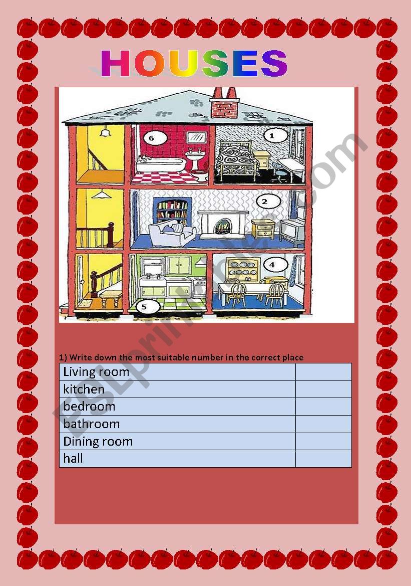 HOUSES worksheet