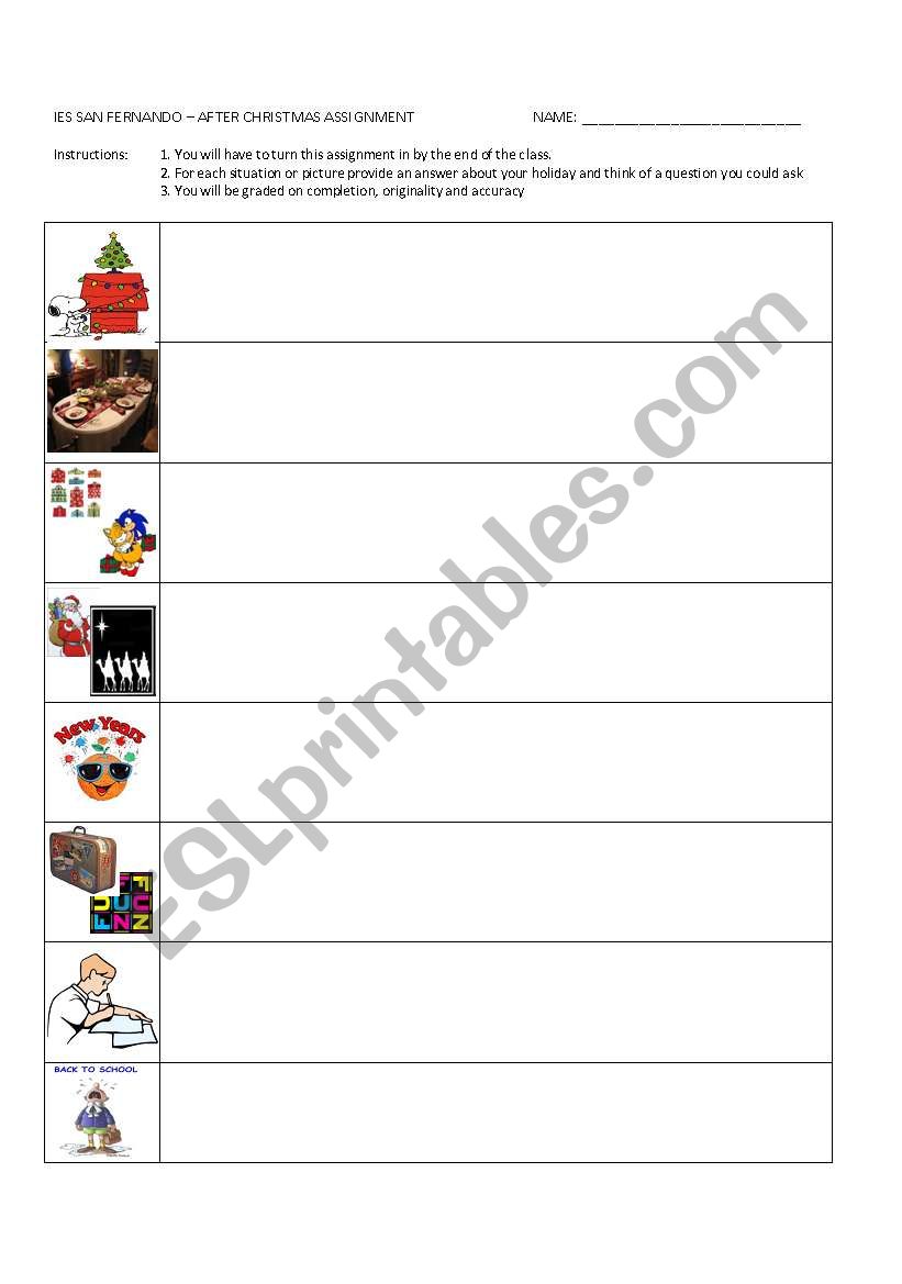 Last Christmas worksheet