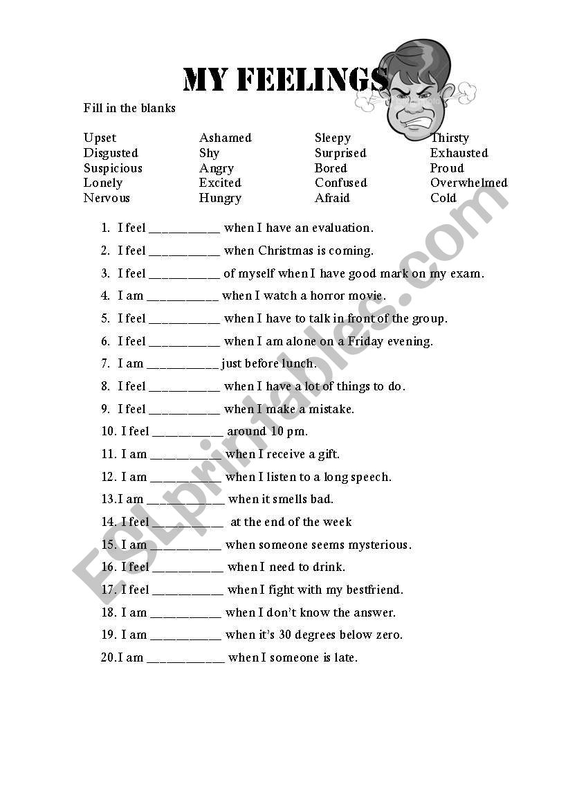 My feelings worksheet