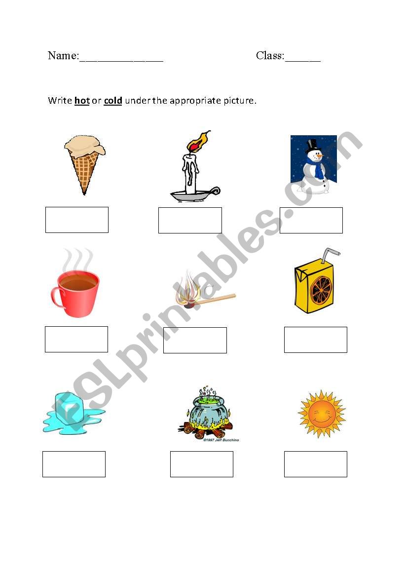 hot & cold worksheet