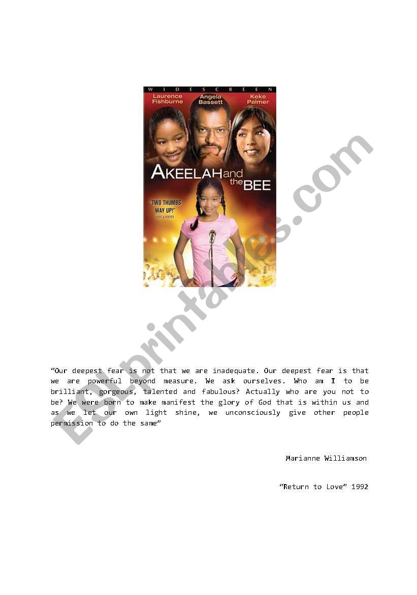 Akeelah and the Bee worksheet