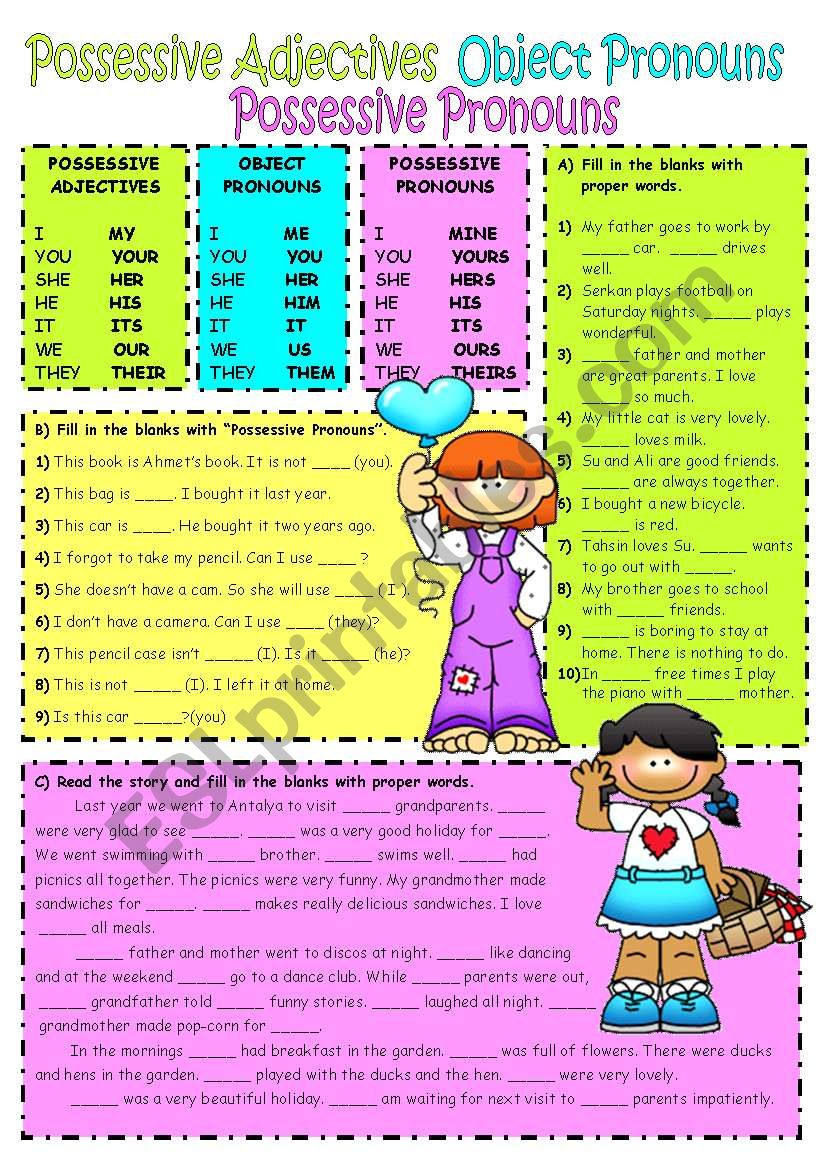 Possessive Adjectives-Object Pronouns-Possessive Pronouns 2/1 (UPDATED)