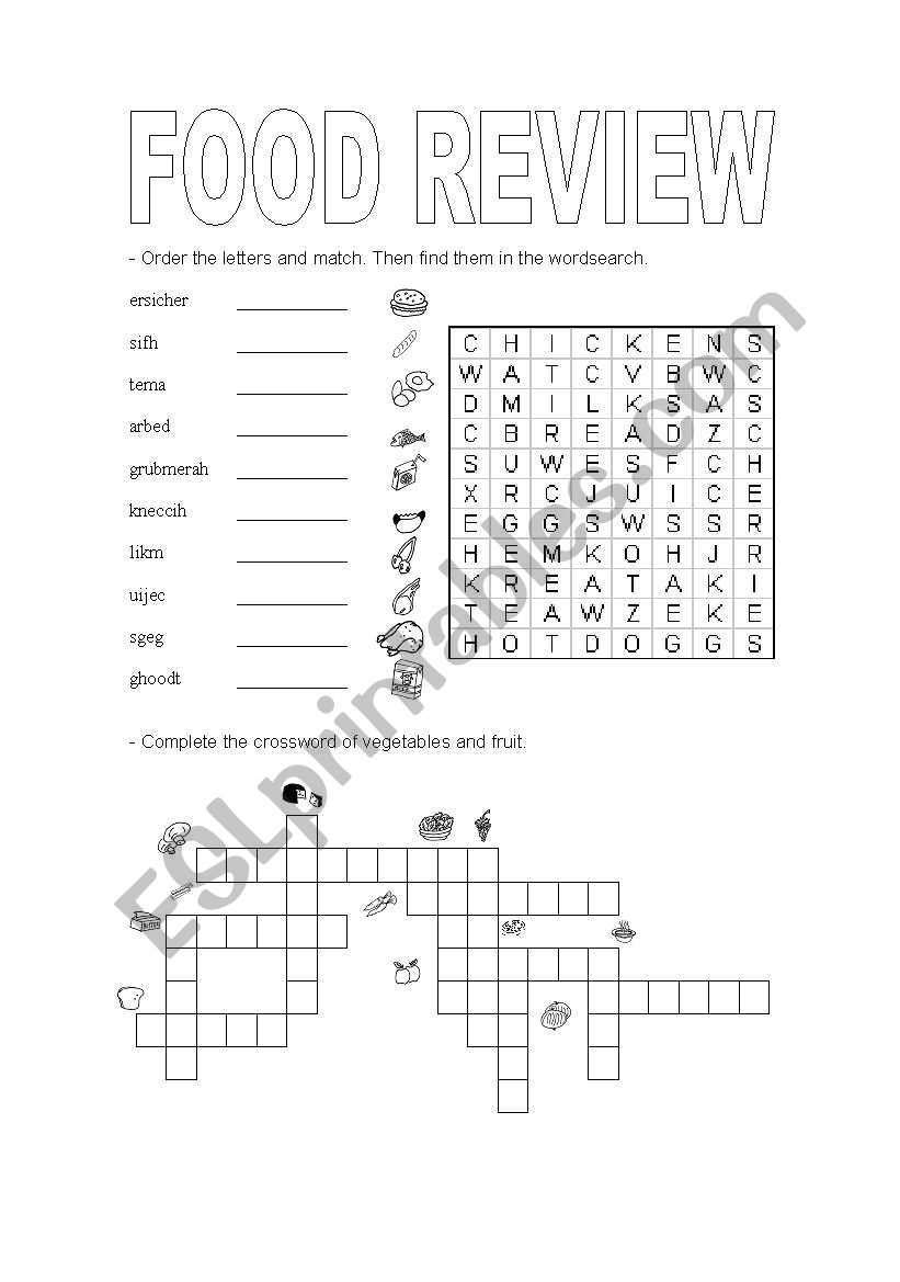 Food Review worksheet