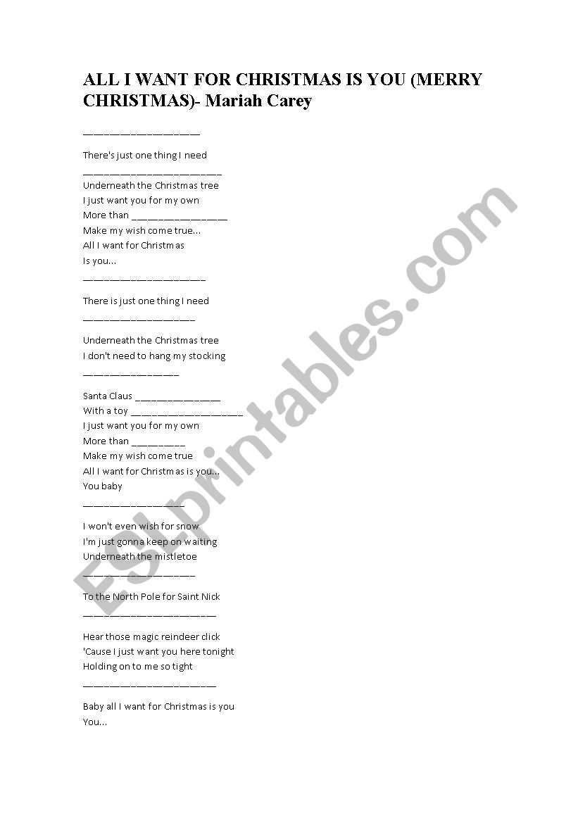 CHRISTMAS SONGS worksheet