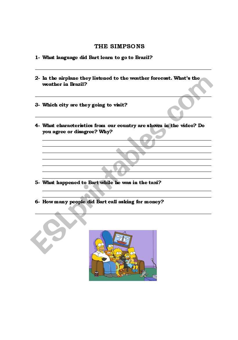 Simpsons worksheet