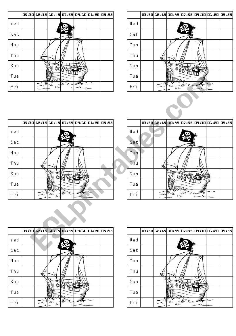 Time Battleships worksheet