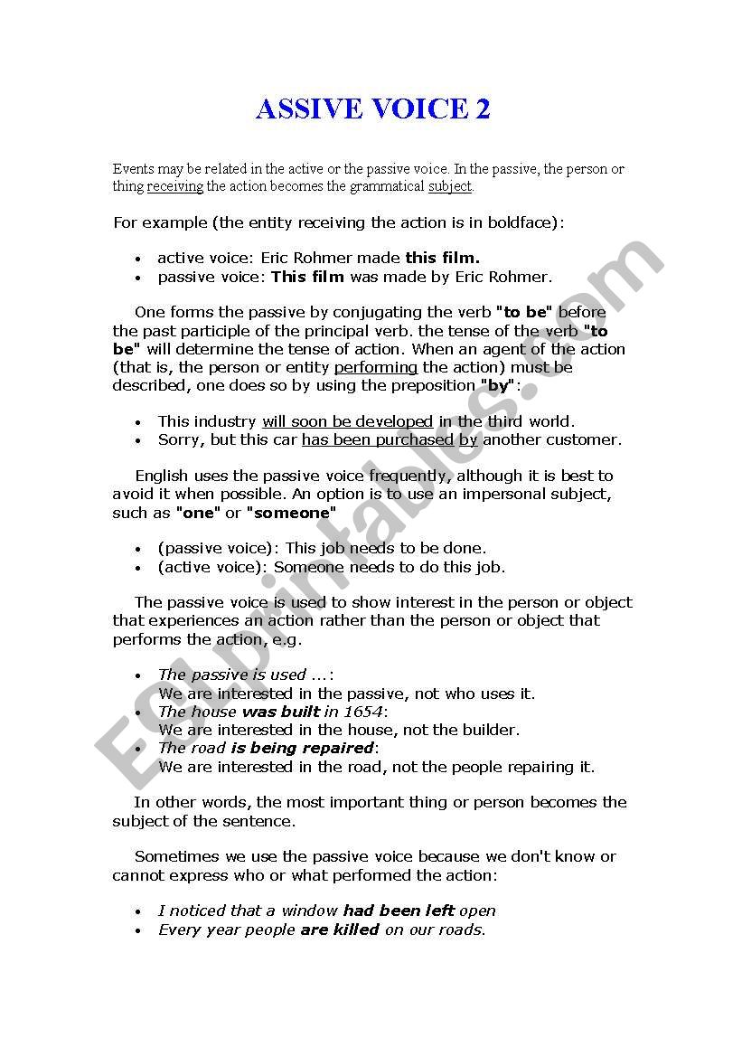 passive voice worksheet