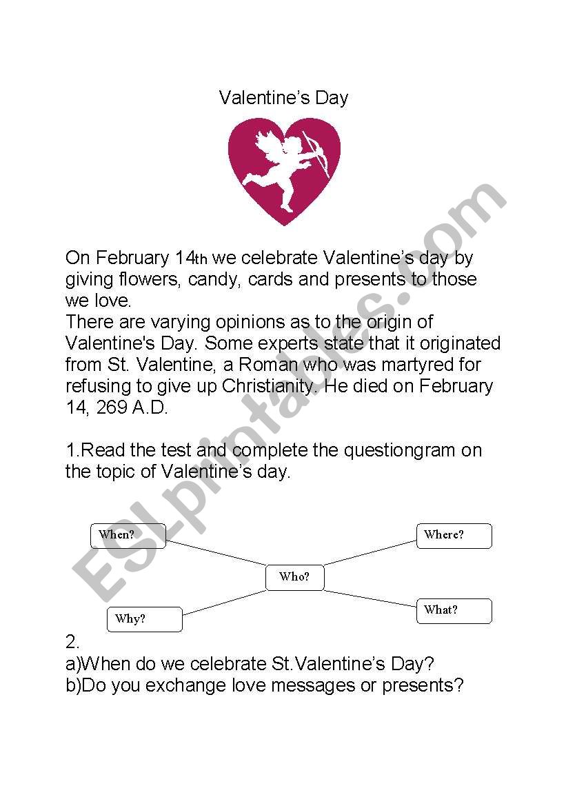 St.Valentines Day. worksheet