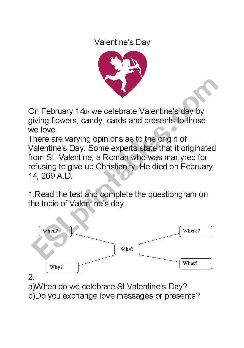 St.ValentineÂ´s Day. worksheet