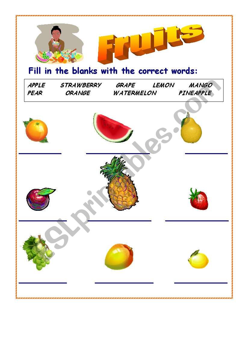 FRUITS worksheet