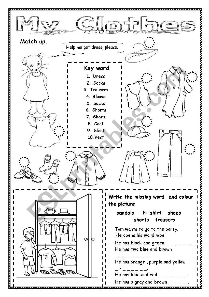 My clothes worksheet