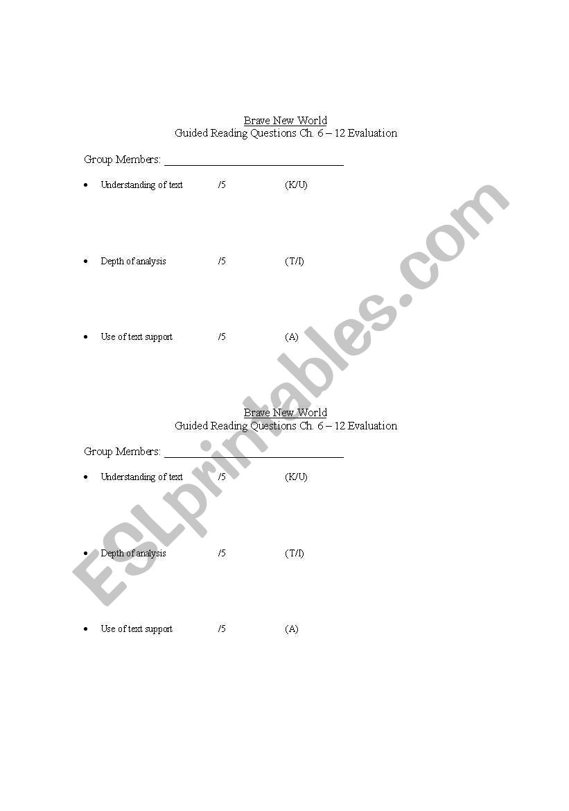 Brave New World guide worksheet