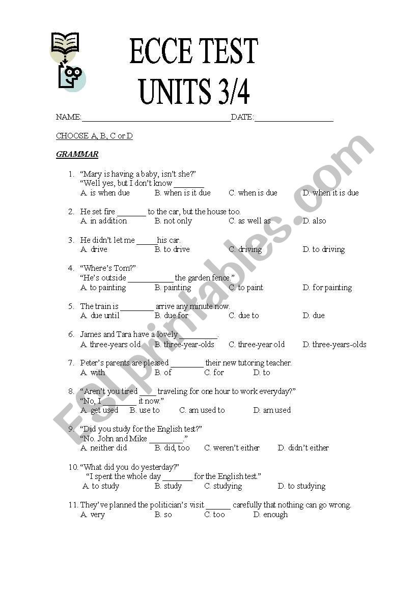 ECCE TEST worksheet