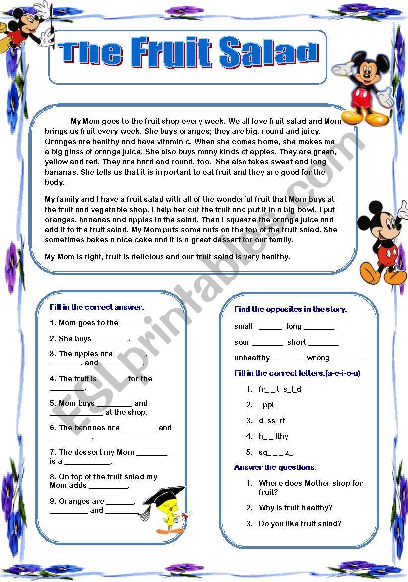 Our Fruit Salad worksheet