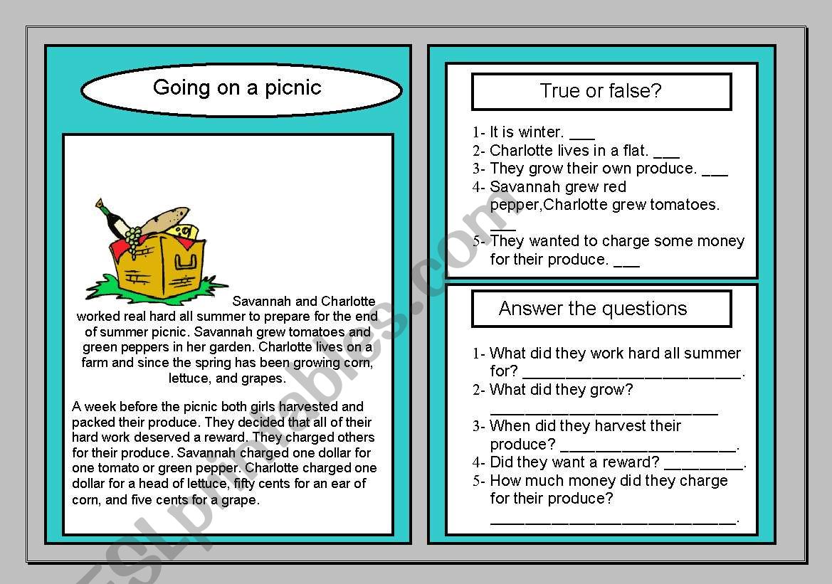 reading passage worksheet