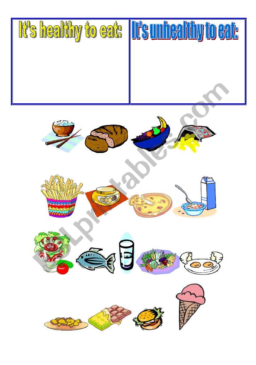 healthy/unhealthy food worksheet