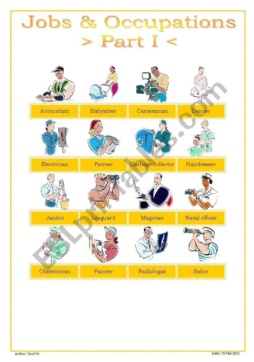 Jobs & Occupations - Part I worksheet