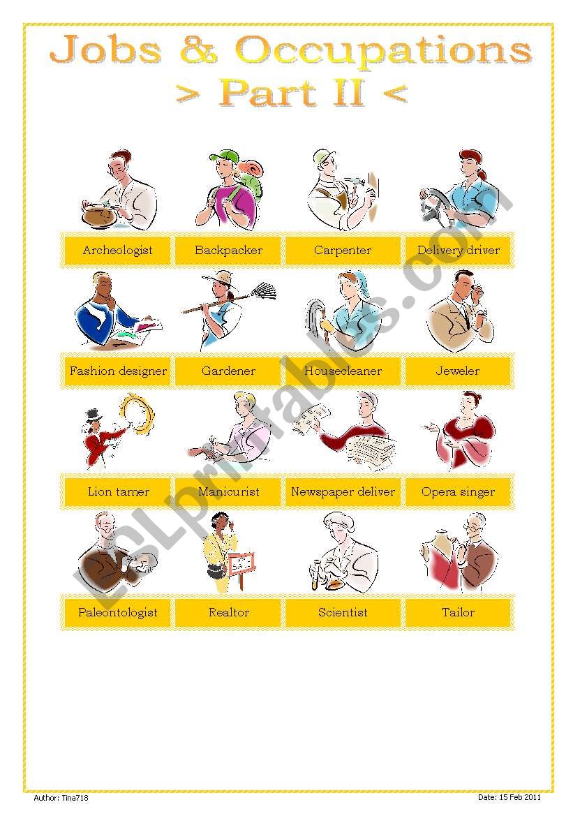 Jobs & Occupations - Part II worksheet