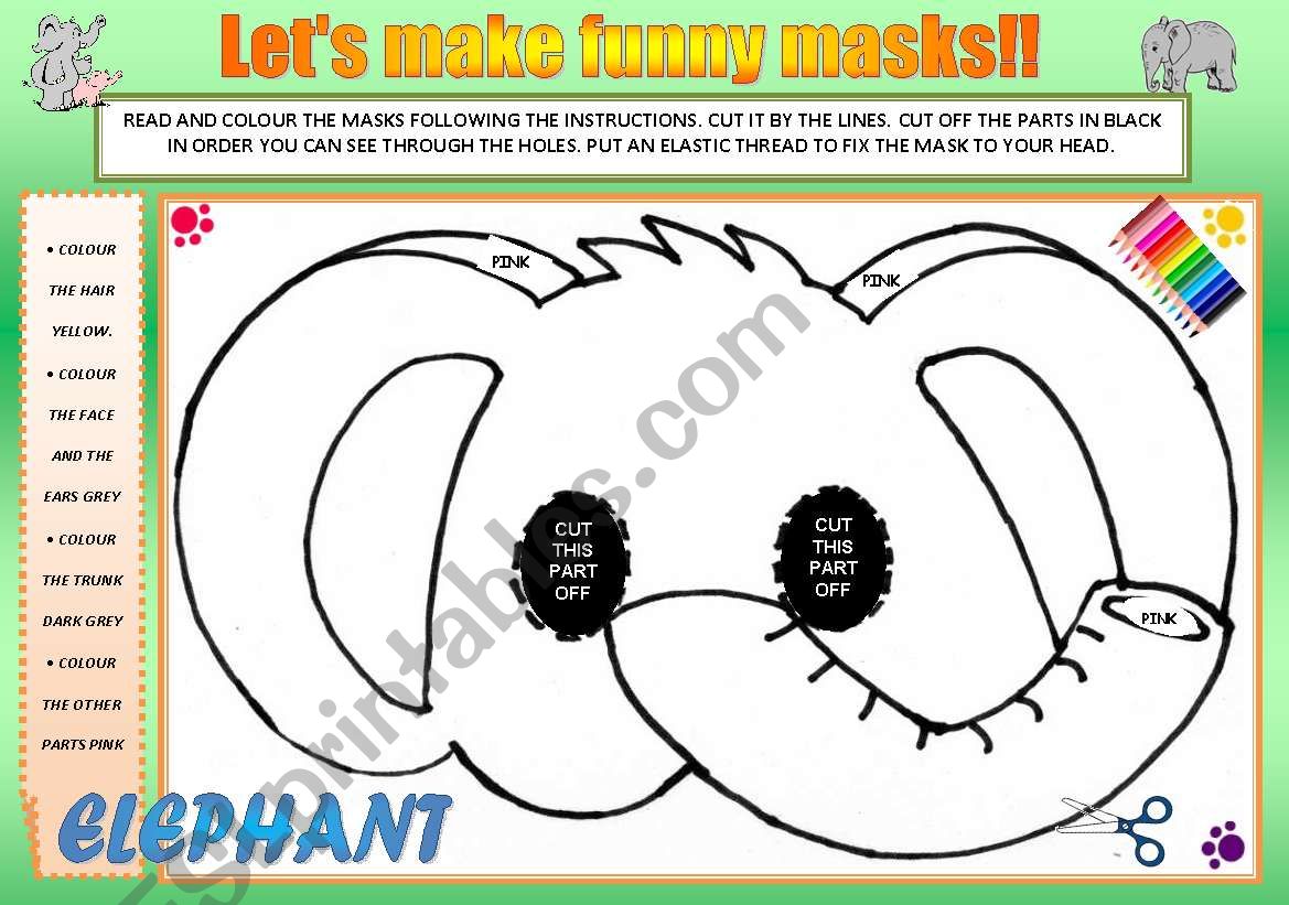 LETS MAKE FUNNY MASKS!!!! worksheet