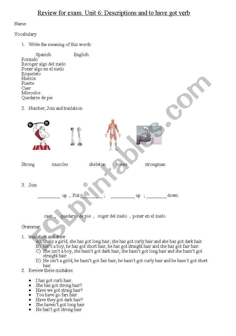 Description worksheet