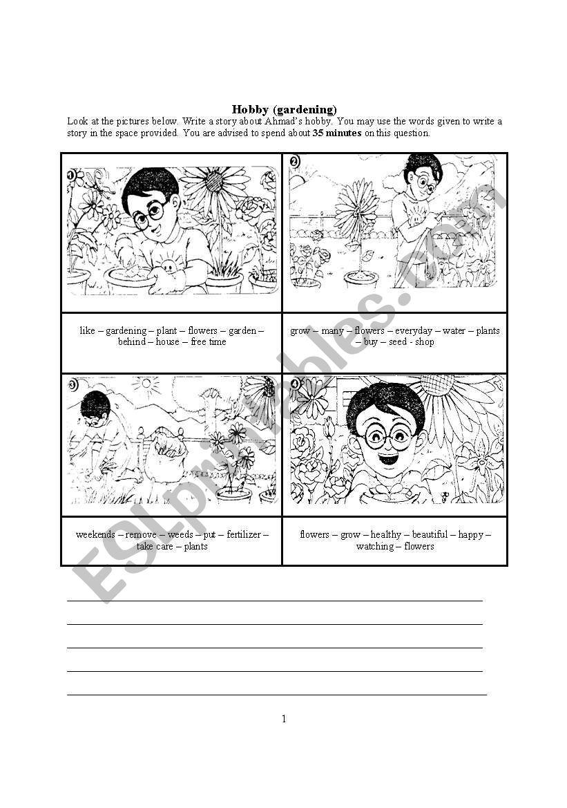 Gardening (writing exercise) worksheet