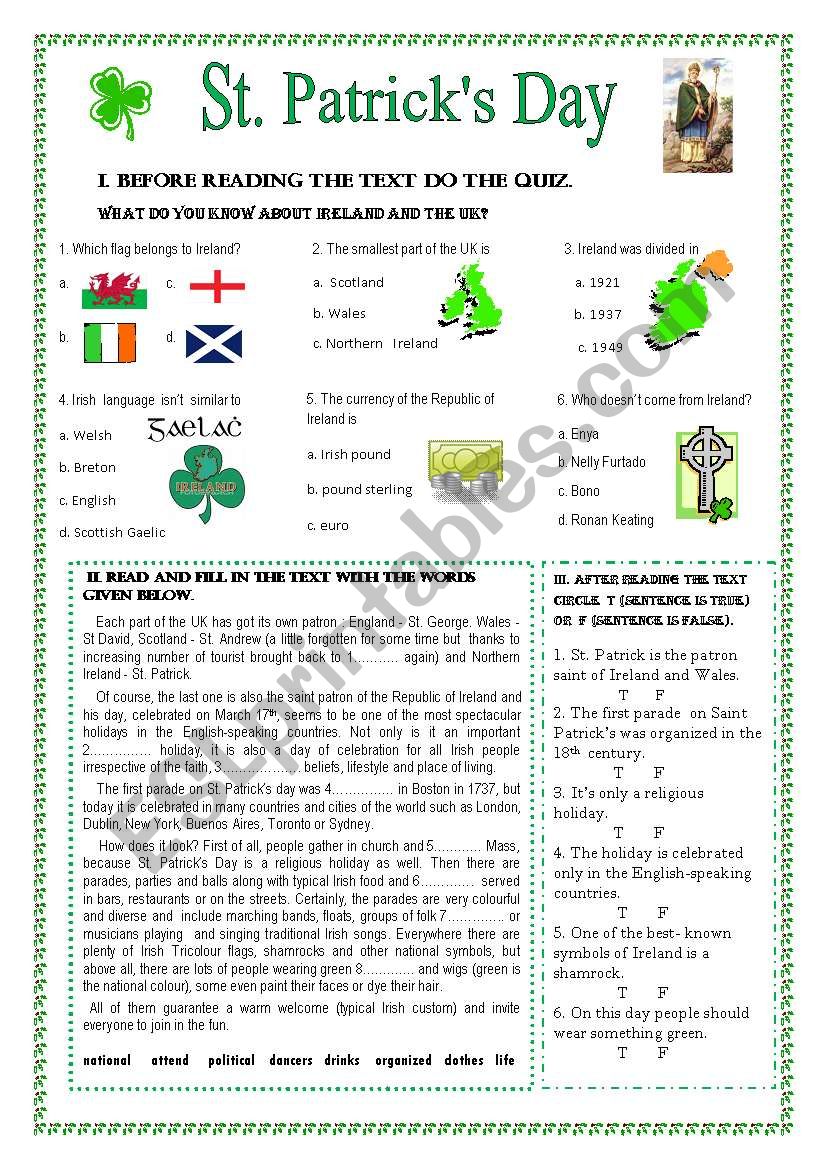 St. Patricks Day worksheet