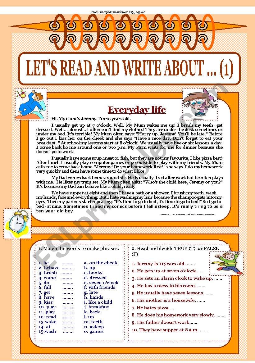 Lets read and write about ..(1) - Everyday life.