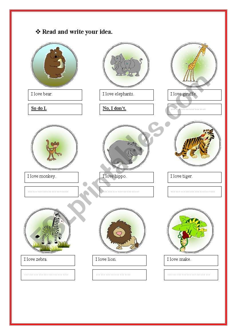 Animals  worksheet