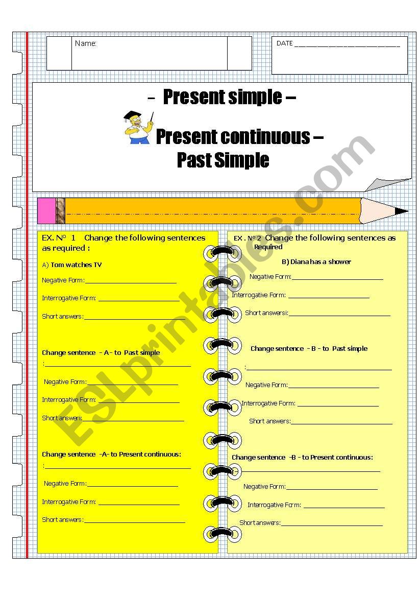 A REVISION OF PRESENT SIMPLE , PRESENT CONTINUOUS, SIMPLE PAST