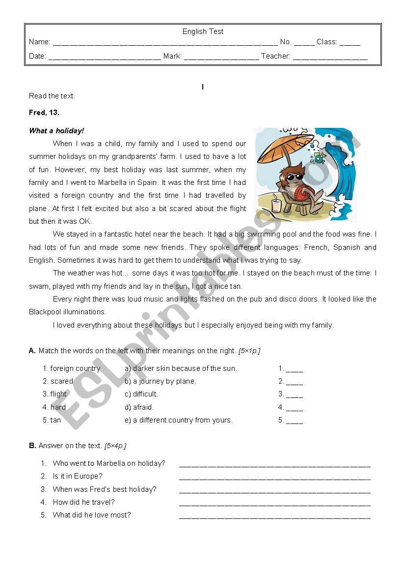 What a holiday! worksheet