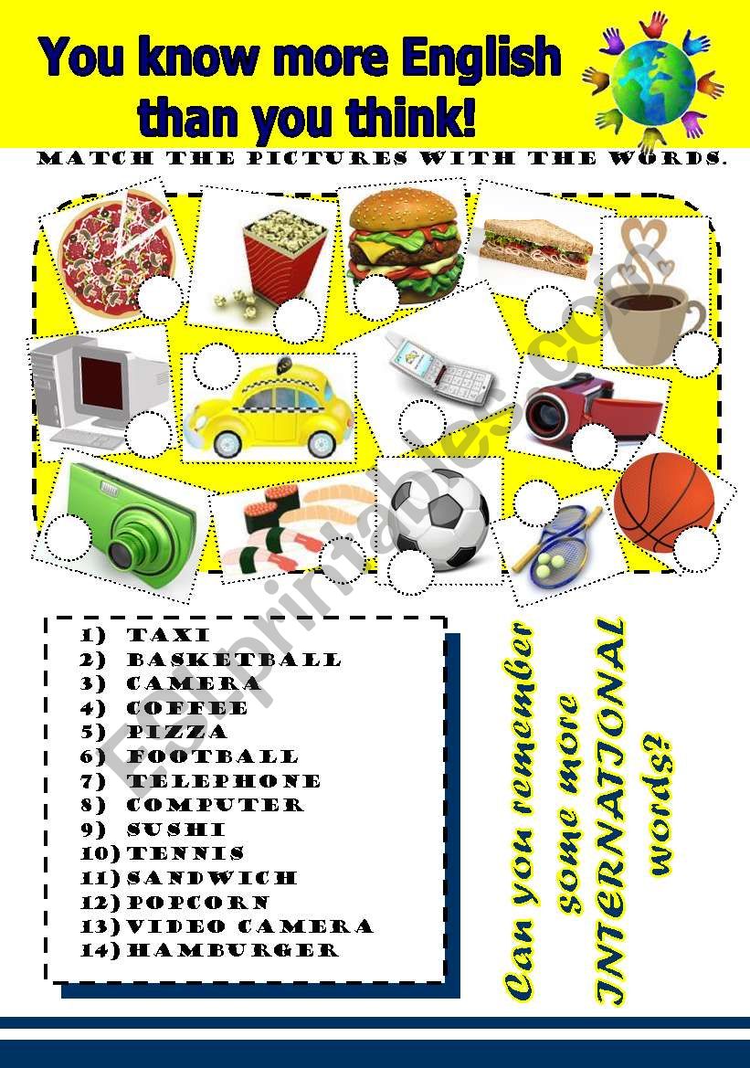 International words worksheet