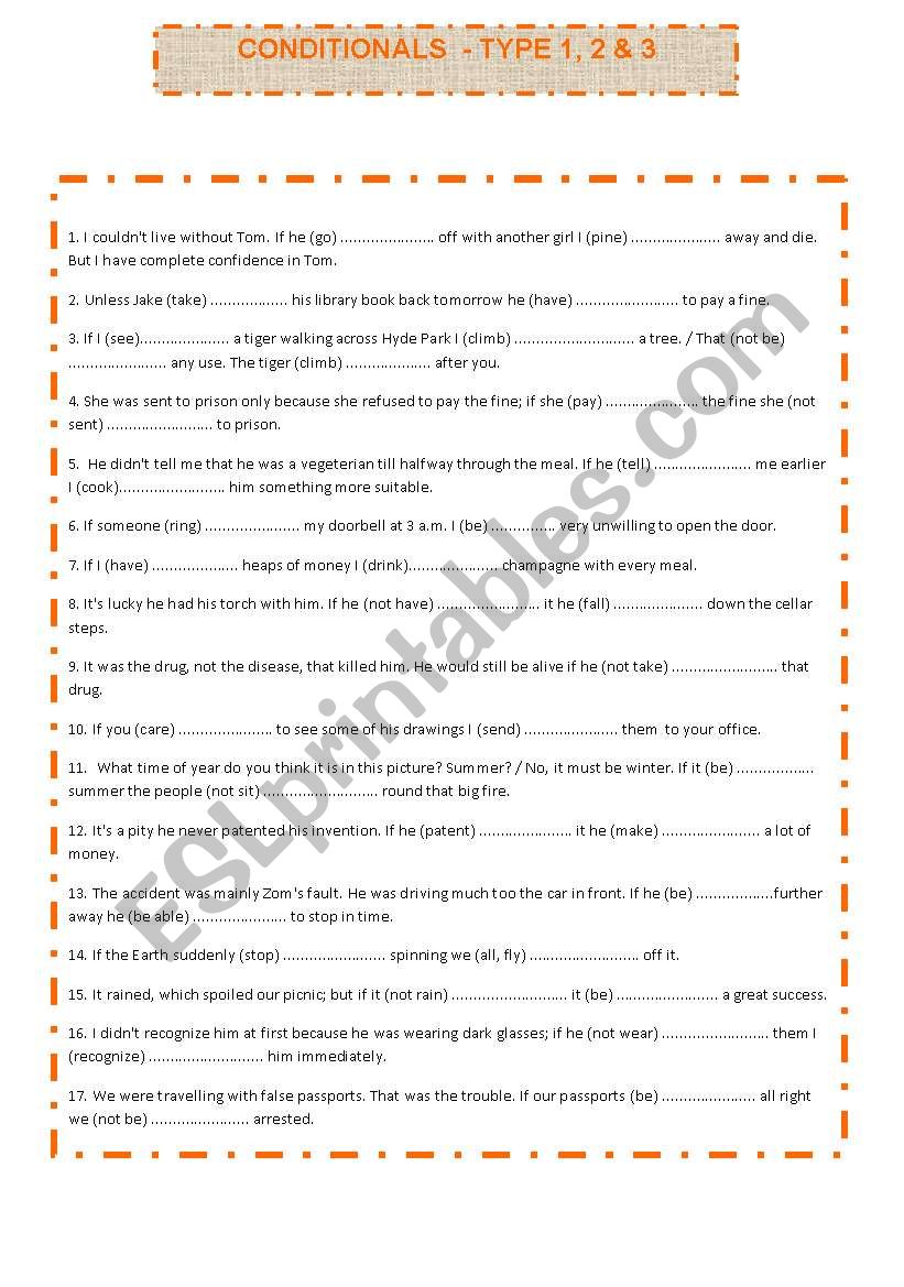 conditionals (1st, 2nd & 3rd) key included